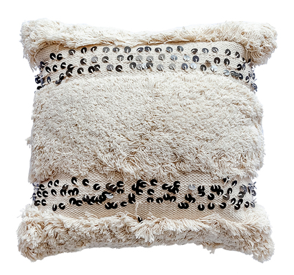 Black and White Hand-woven Cotton Pillow