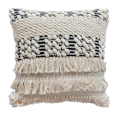 Black and White Shade Hand-woven Cotton Pillow