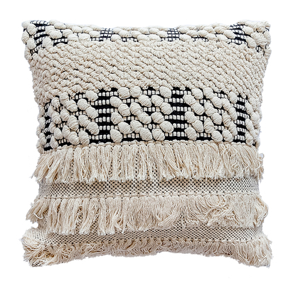 Black and White Hand-woven Cotton Pillow