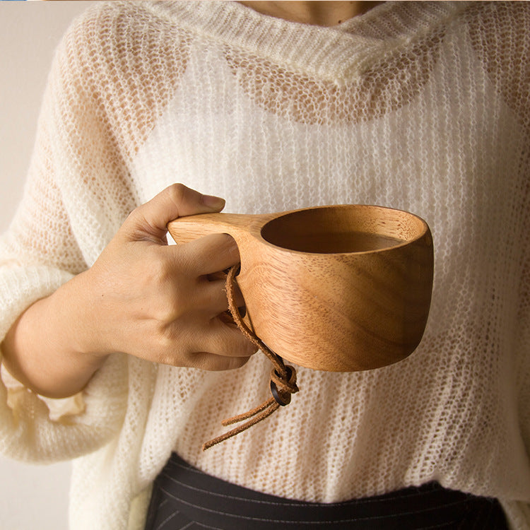 Outdoor Portable Cup Accompanying Nordic Wooden Cup