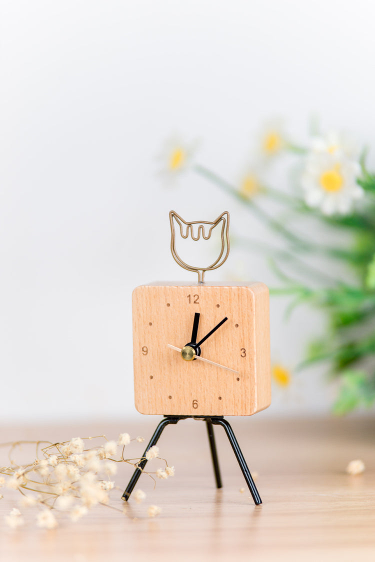 Wooden simple iron clock