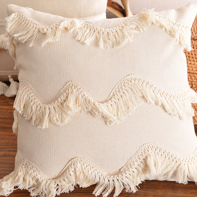 Moroccan style cotton tassel cushion pillow