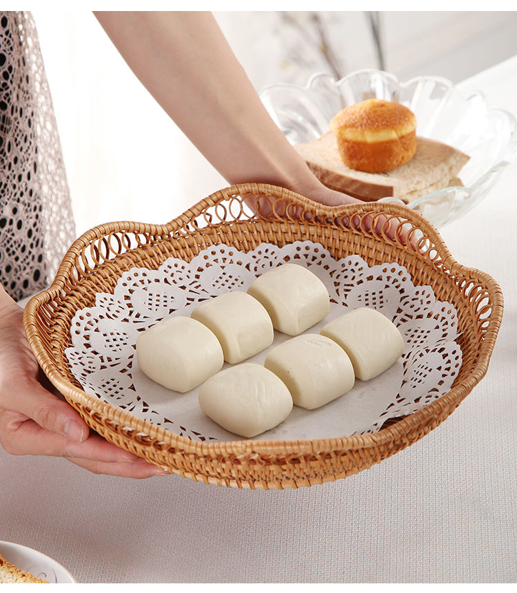 Hand-Woven Rattan Fruit Plate Fruit Bowl Rattan Art