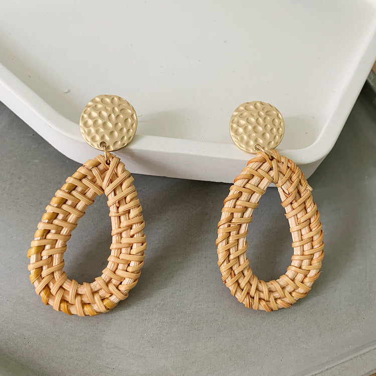 Multiple Style Handmade Rattan Vine Braid Weave Earrings