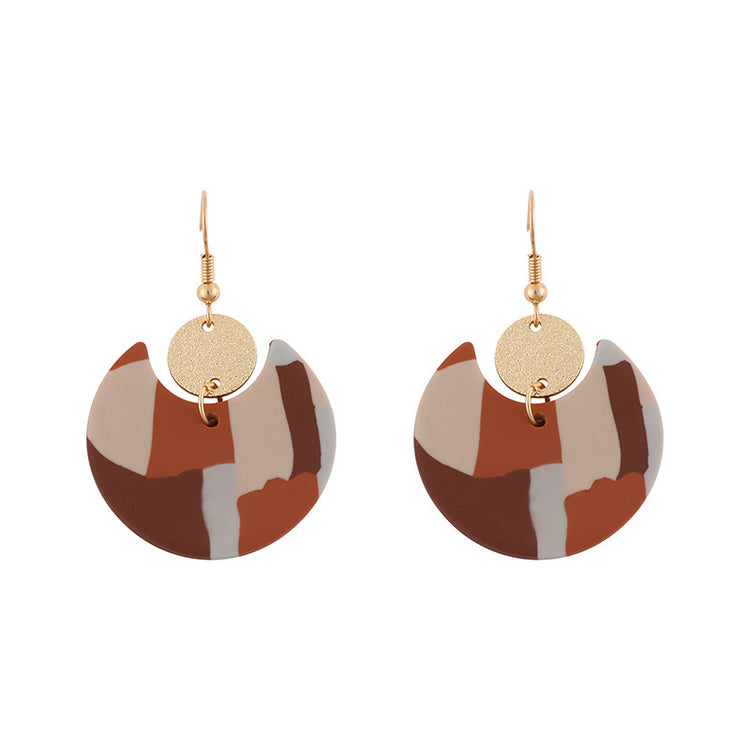 Retro Geometric Soft Clay Earrings European And American Design Sense