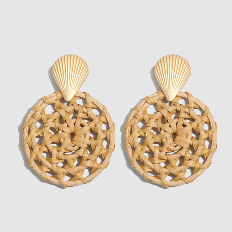 Bohemian vintage bamboo braided earrings