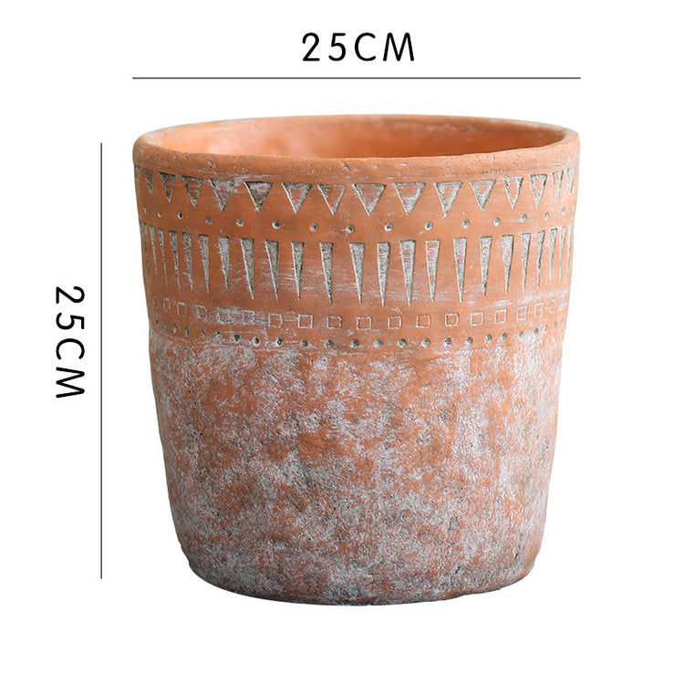 African earthenware cultivation in vintage terracotta pots