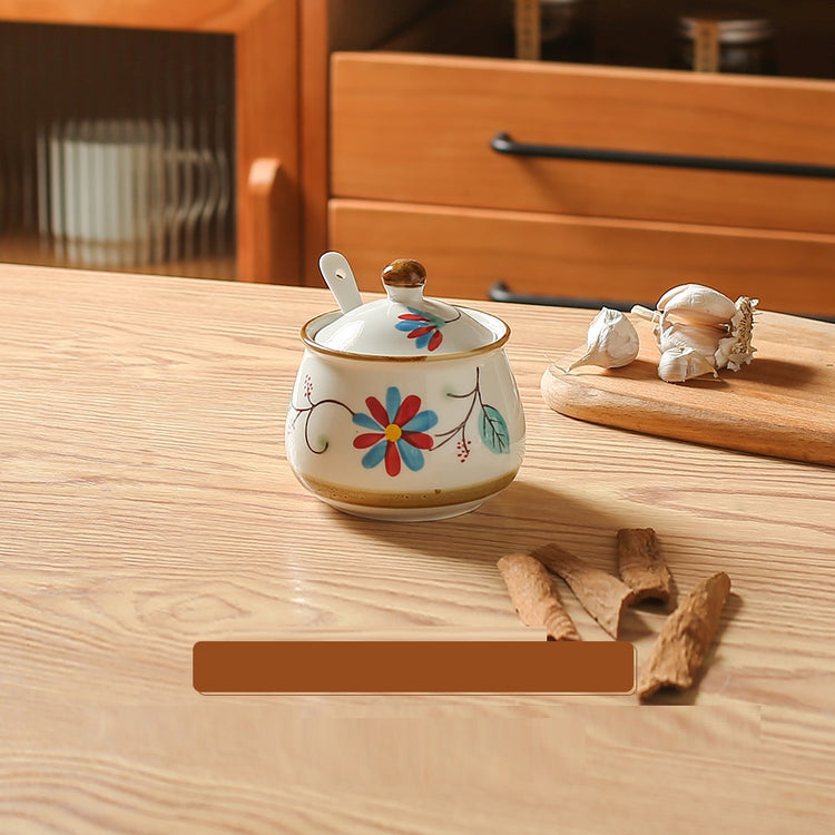 Household Salt Pot With Cover Kitchen Japanese Seasoning Pot