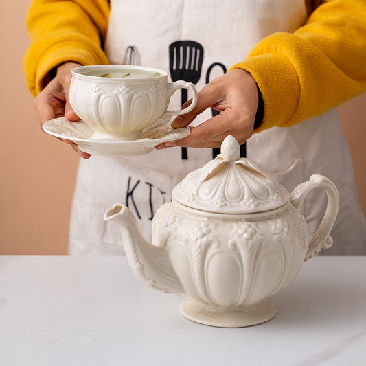 Embossed Vintage Court Style Coffee Cup  Saucer Set