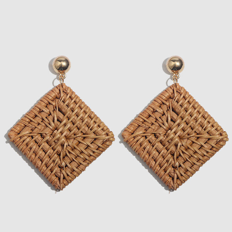 Bohemian vintage bamboo braided earrings