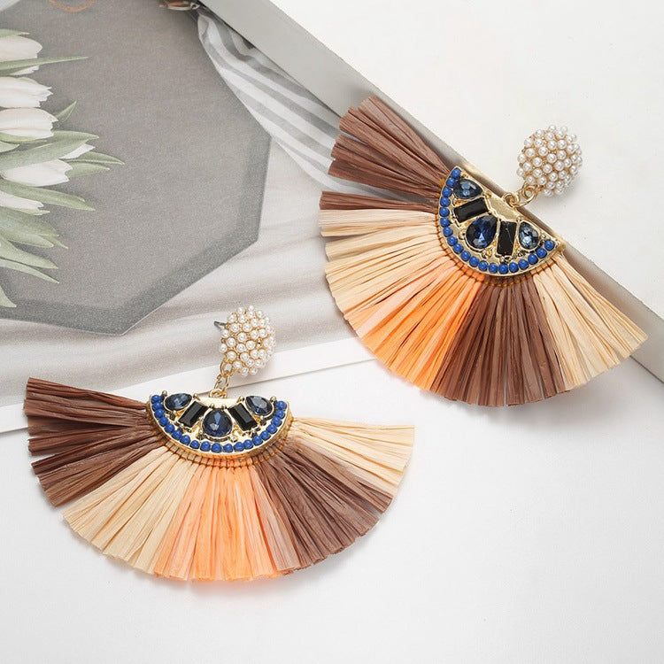 Raffia tassel earrings