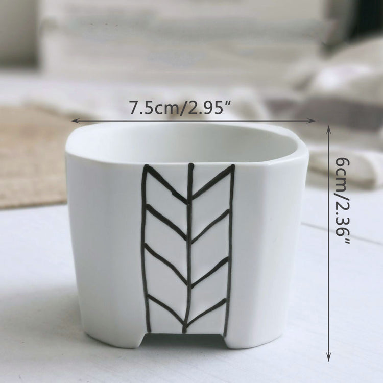 Japanese Simple Ceramic Succulent Flower Pot Green Plant Pot Container