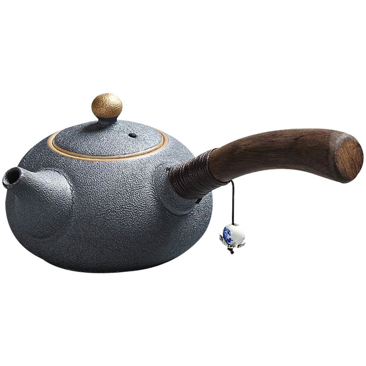 Ceramic teapot with wooden handle