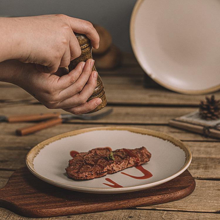 Round Ceramic Platter Breakfast Steak Plate