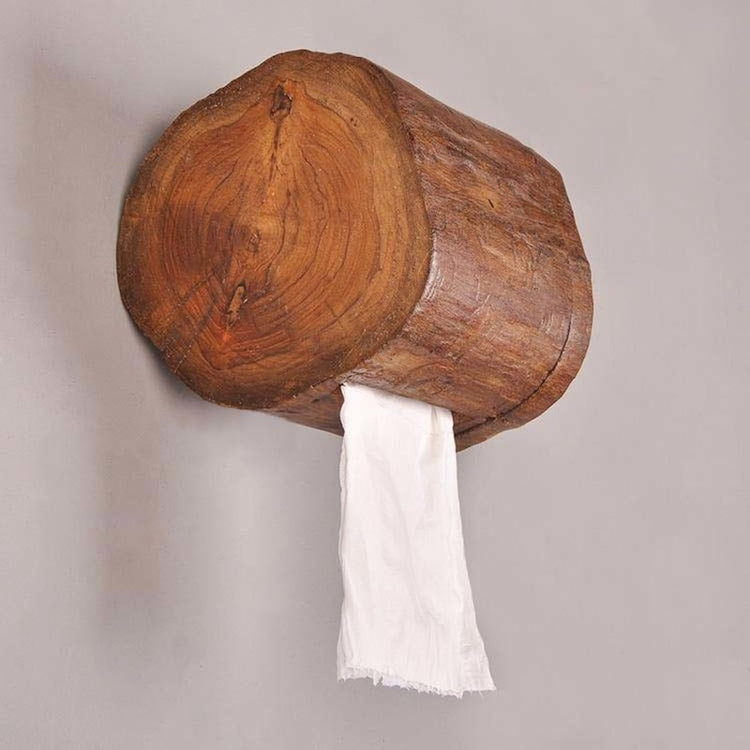 Bathroom KIitchen Toilet Thai Solid Wood Roll Paper Tube