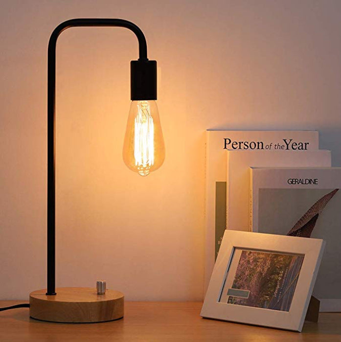 Creative Simple Modern Iron Table Lamp Warm And Romantic Solid Wood Dimmable