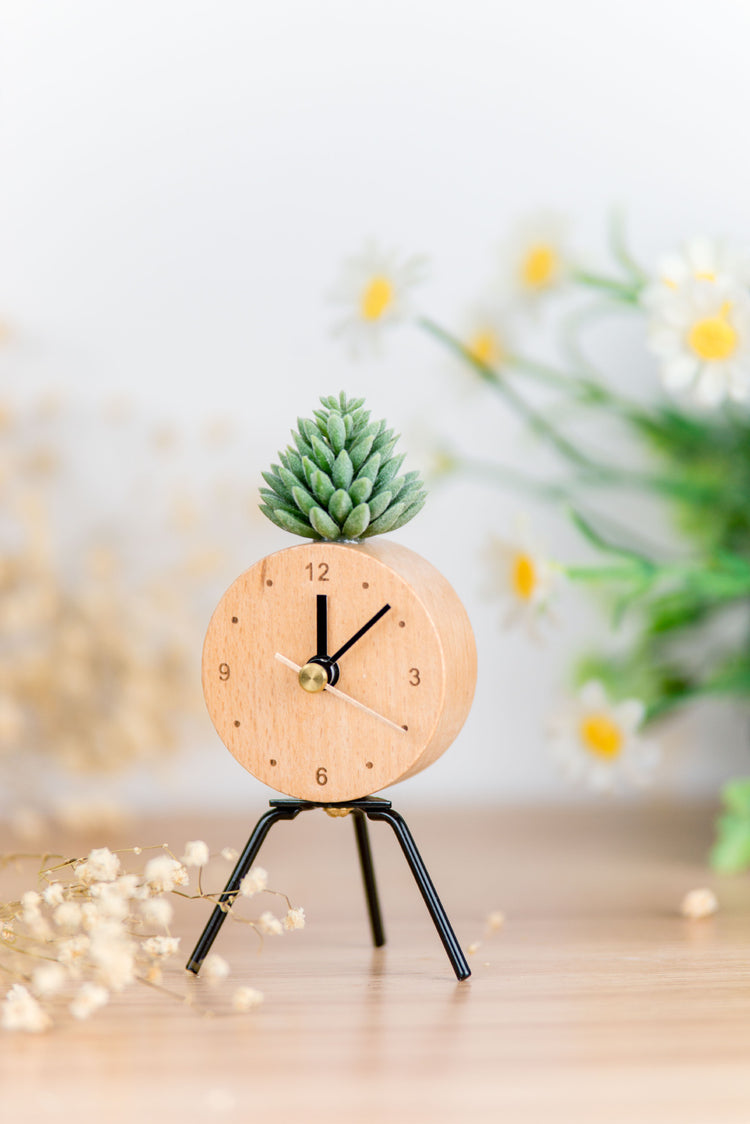 Wooden simple iron clock