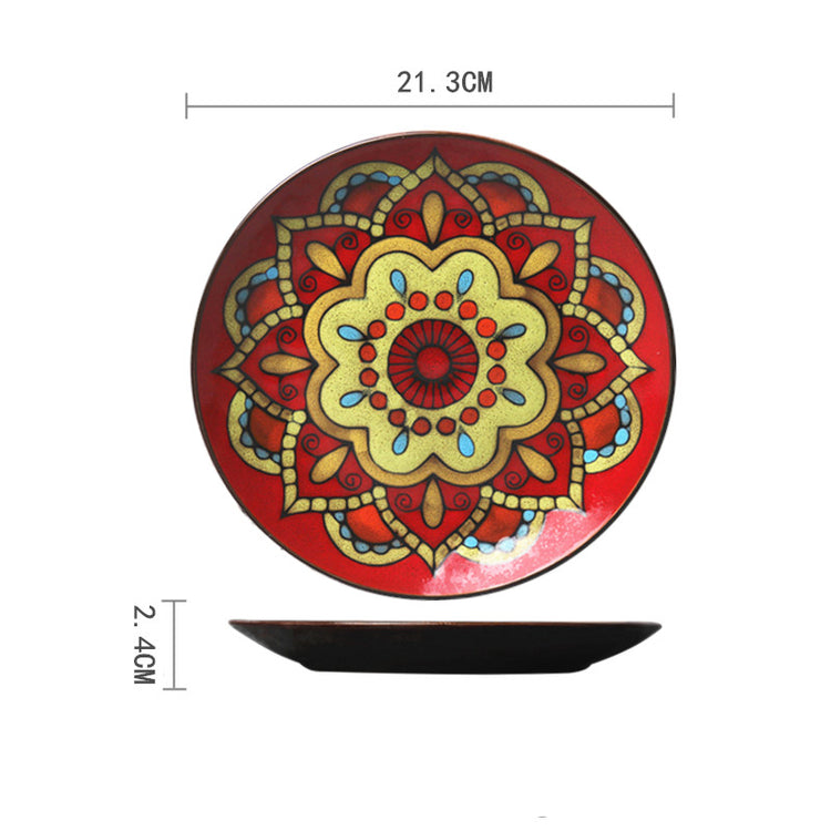 Ceramic Plate Household Tableware Round Flat