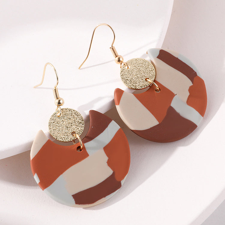 Retro Geometric Soft Clay Earrings European And American Design Sense