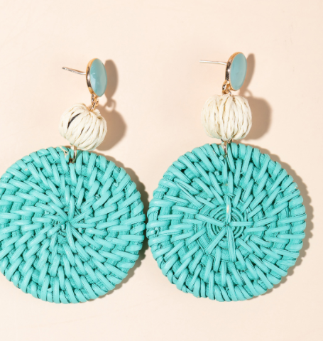 Ins Holiday Net Red Wind Rattan Earrings Female Spring And Summer