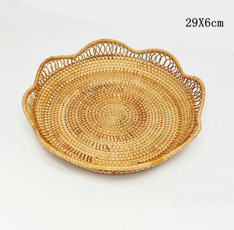 Hand-Woven Rattan Fruit Plate Fruit Bowl Rattan Art