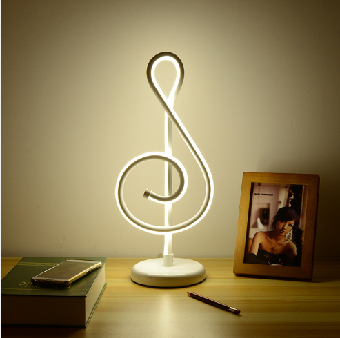 Modern Simple Music Symbol Bedroom Bedside Lamp Warm Romantic Household Creative Personality Eye-care Desk LED