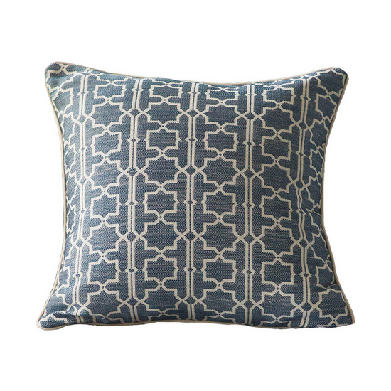 Blue Printed Living Room Throw Pillow