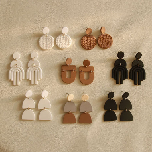 Clay Texture Acrylic Earrings European And American Long