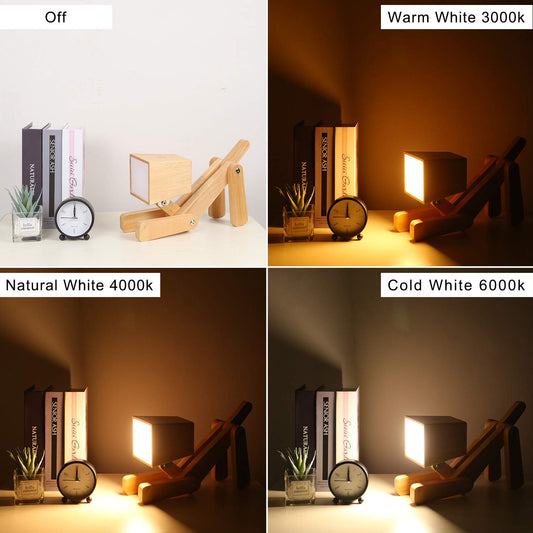 Solid Wood Bedroom Bedside Puppy LED Touch Small Table Lamp