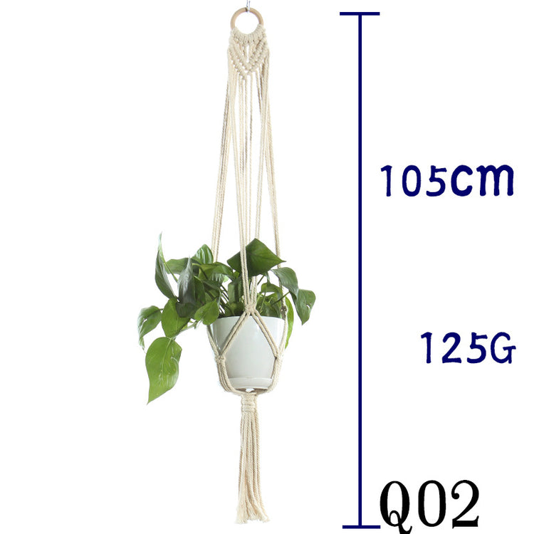 Flower Pot Net Bag Beige Cotton Rope Indoor Plant Hanger Hanging Basket Sling