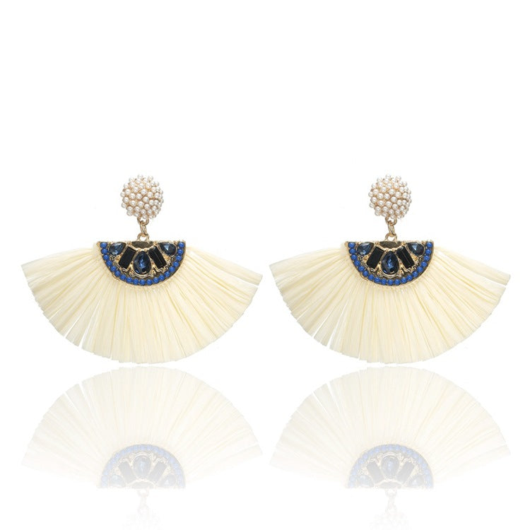 Raffia tassel earrings