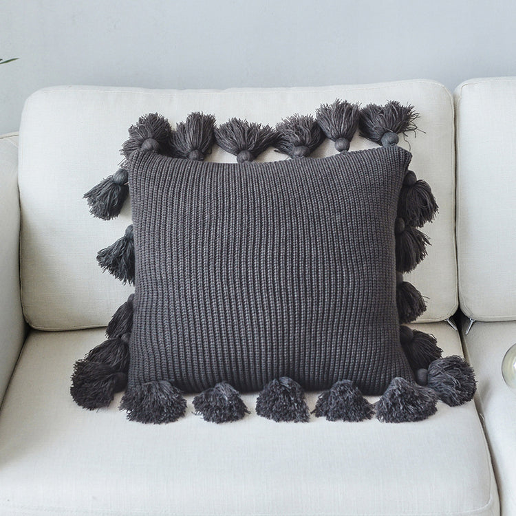 Nordic simple solid color wool ball pillow