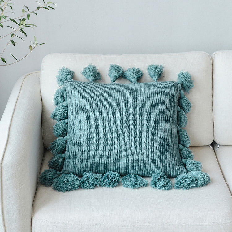 Nordic simple solid color wool ball pillow