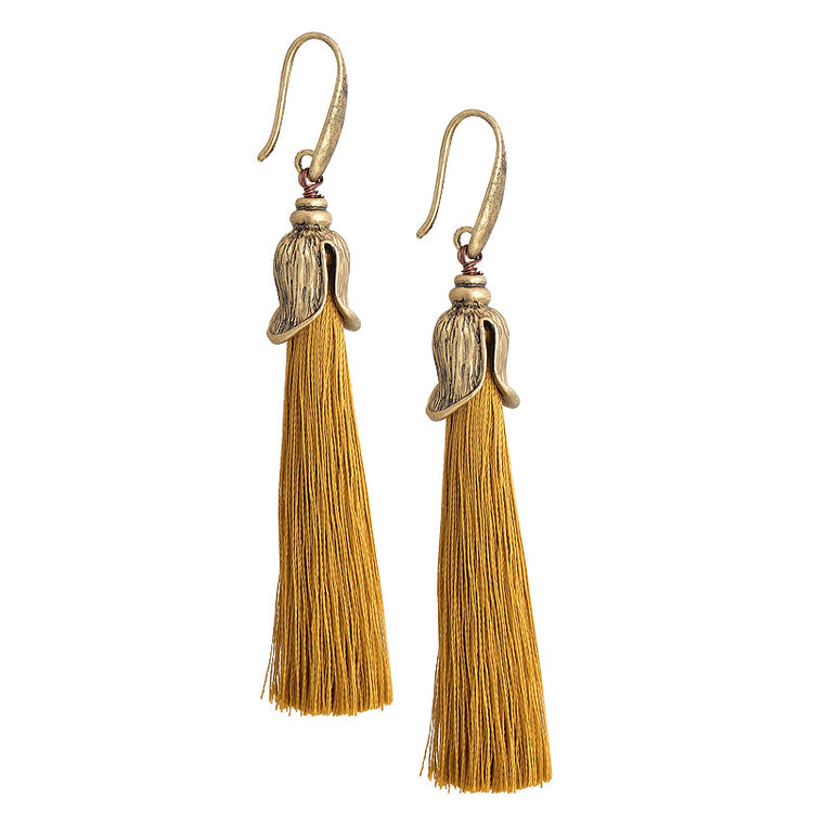 Retro simple long tassel earrings