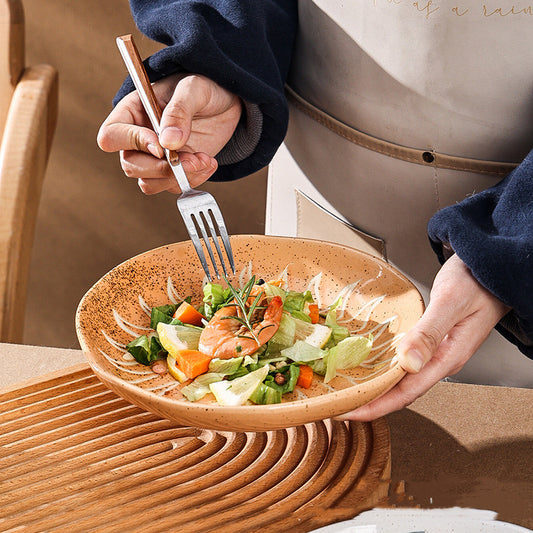 Japanese Retro Coarse Ceramic Western Plate