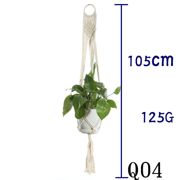 Flower Pot Net Bag Beige Cotton Rope Indoor Plant Hanger Hanging Basket Sling