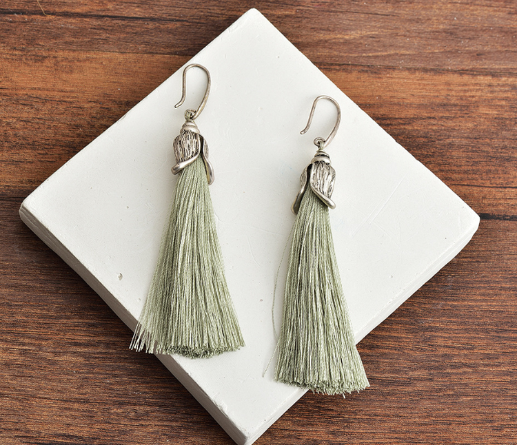 Retro simple long tassel earrings