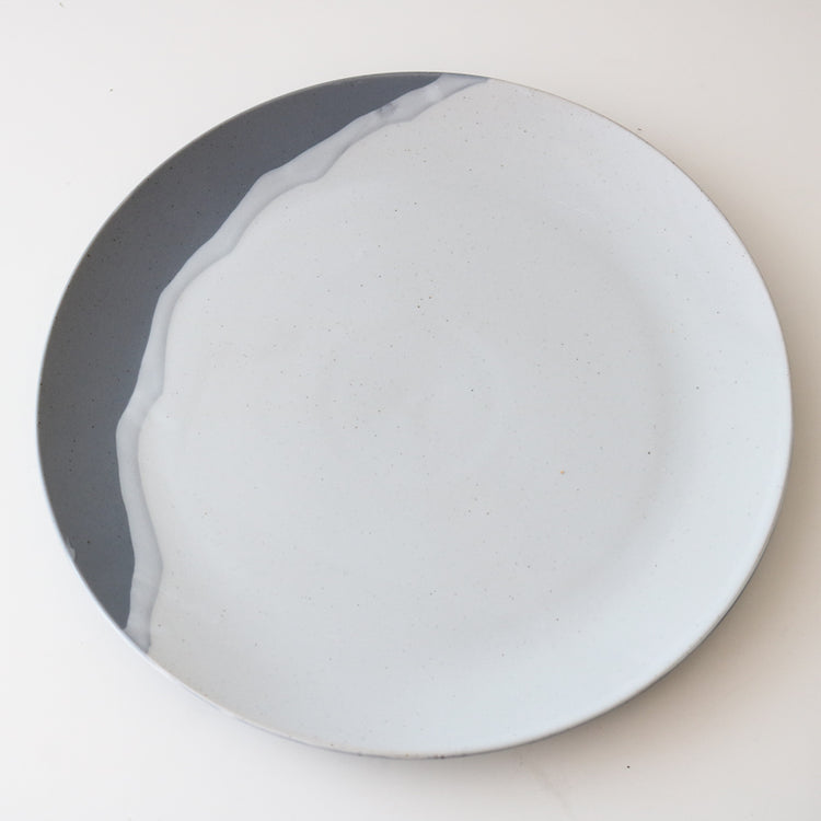 Ceramic landscape grey blue plate