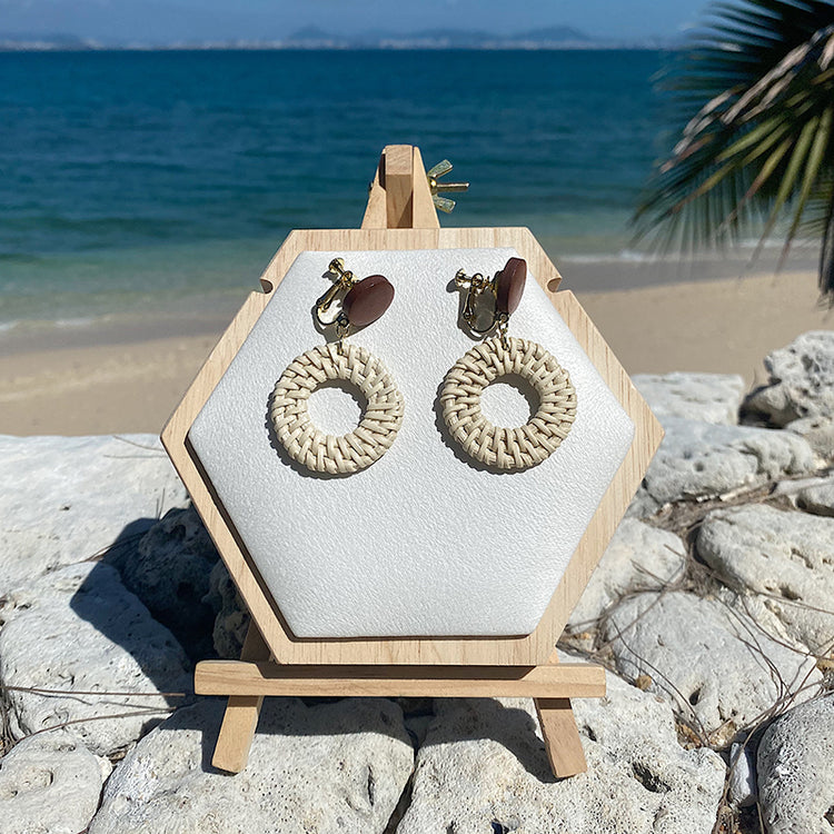 Handmade Straw And Rattan Earrings Ethnic Style Holiday Style