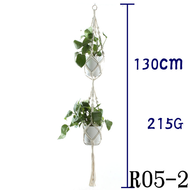 Flower Pot Net Bag Beige Cotton Rope Indoor Plant Hanger Hanging Basket Sling