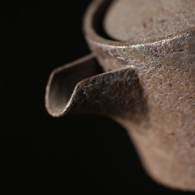 Rusty glaze teapot, vintage hand held pot, Ruyi pot, stoneware, handmade ceramic single pot