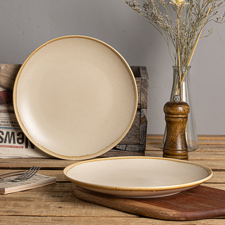 Round Ceramic Platter Breakfast Steak Plate