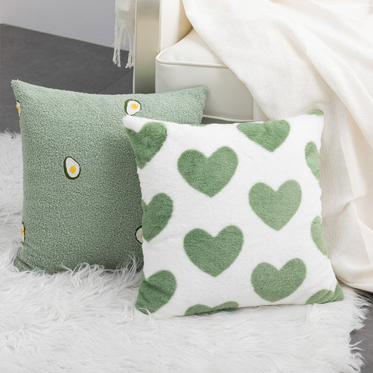 Green Heart Design Sofa Pillow Case