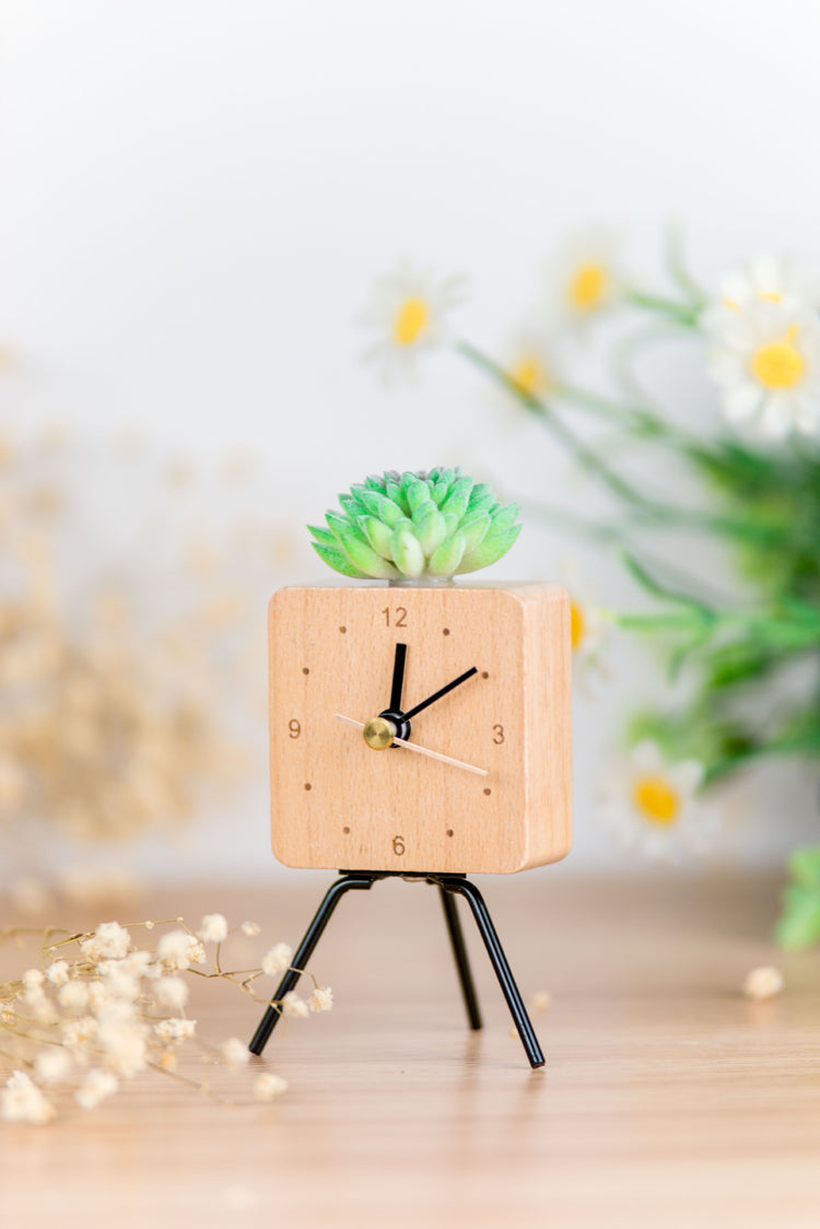 Wooden simple iron clock