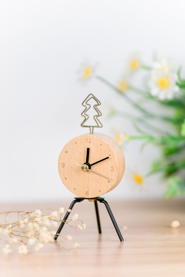 Wooden simple iron clock