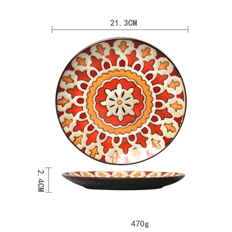 Ceramic Plate Household Tableware Round Flat