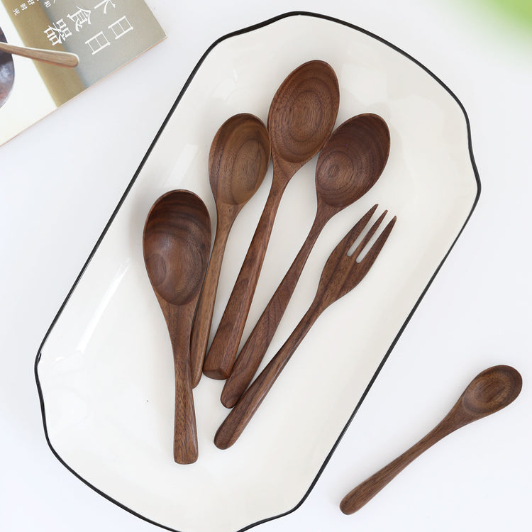 Black Walnut Spoon Japanese Style Solid Wood Fork