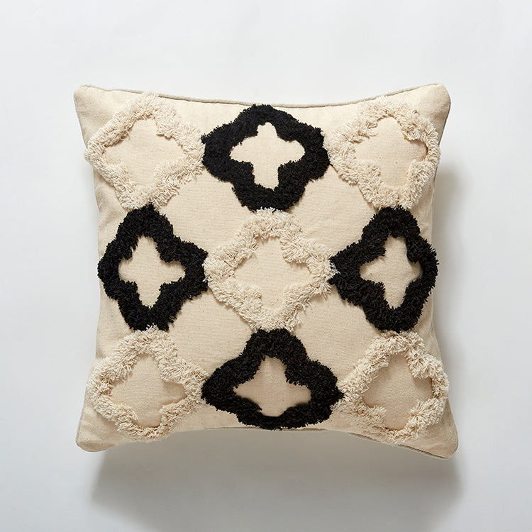 Black and Light Pink Tufted Throw Pillow Case