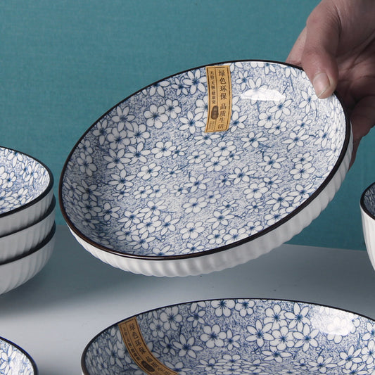 Household Dish Plate Porcelain Plate Rice Plate Breakfast Plate Plate Glaze Microwave