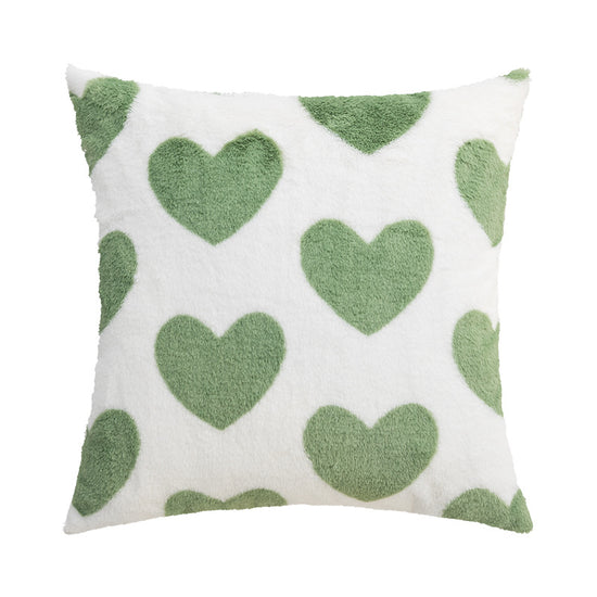  White and Green Heart Sofa Pillow Case